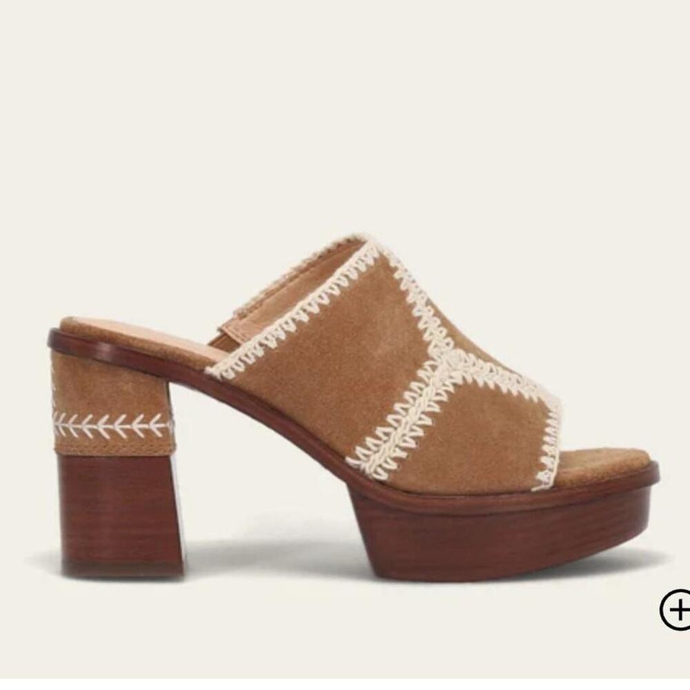 Frye pipa crochet platform helled brown leather sandals 8.5